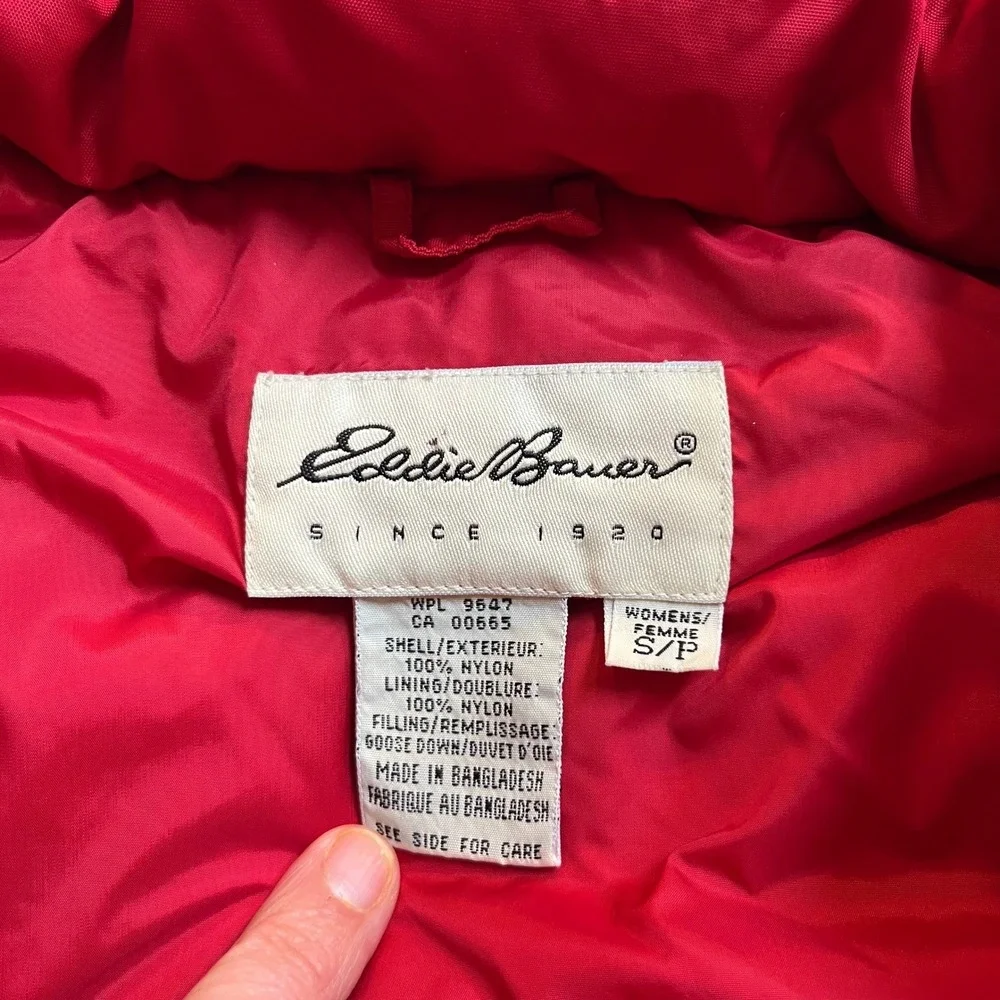 Vintage Eddie Bauer Womens Red Goose Down Puffer Vest‎ Quilted Sz Small WPL 9647